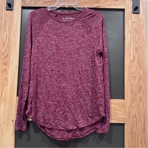 Hollister Must Have Collection Marled Long Sleeve Top Burgundy Small
